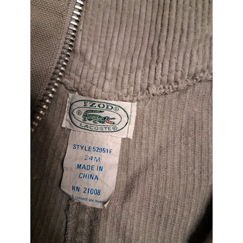 Vintage Izod Lacoste Coveralls Baby Toddler Sz 24M Denim/Corduroy Gray Zip - Picture 5 of 10